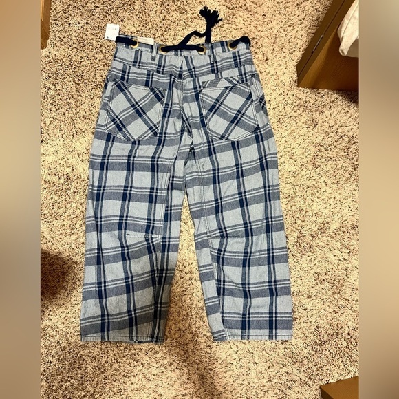 Free People We The Free Moxie Plaid Pull-On Barrel Jeans - Picture 3 of 4